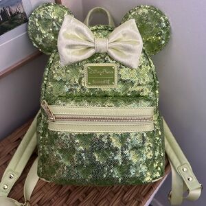 Disney Parks Loungefly Sequin Tinkerbell Green Mini Backpack